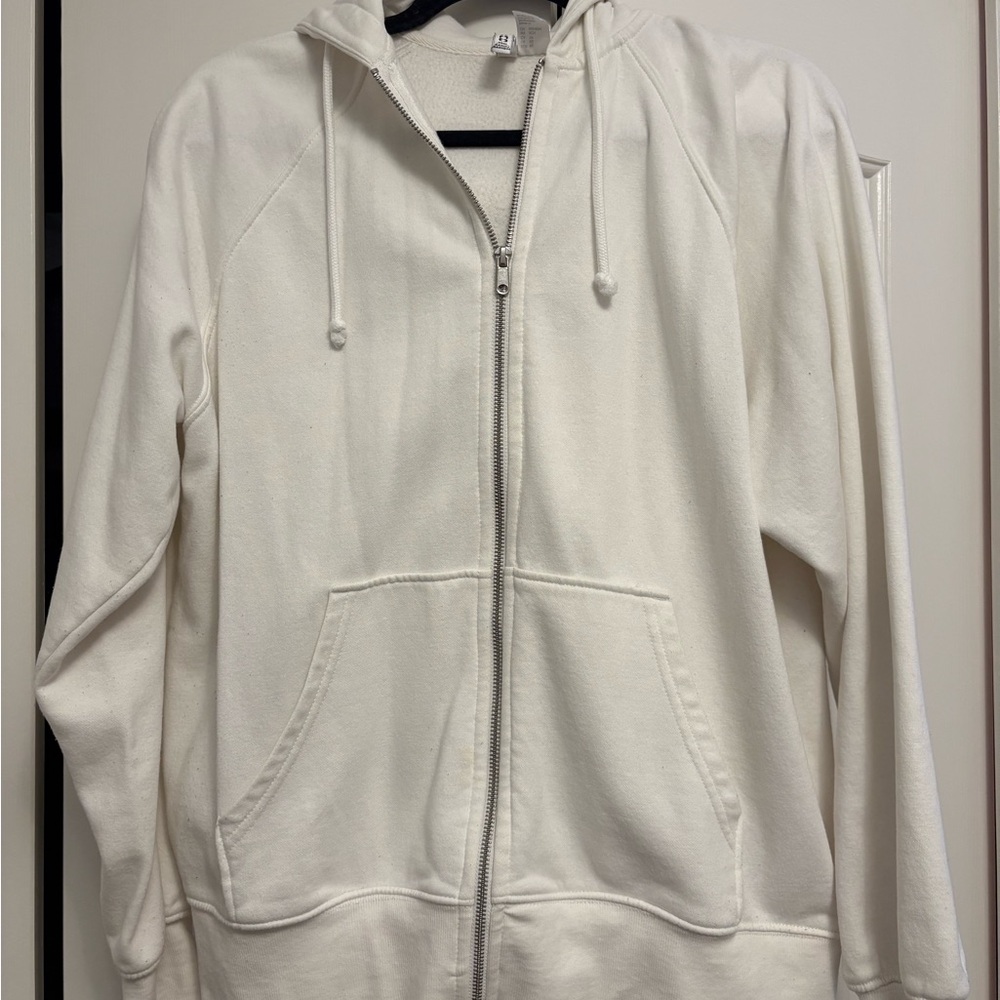 🌟2/$15🌟 H&M Oversized Cream Zip-Up Hoodie